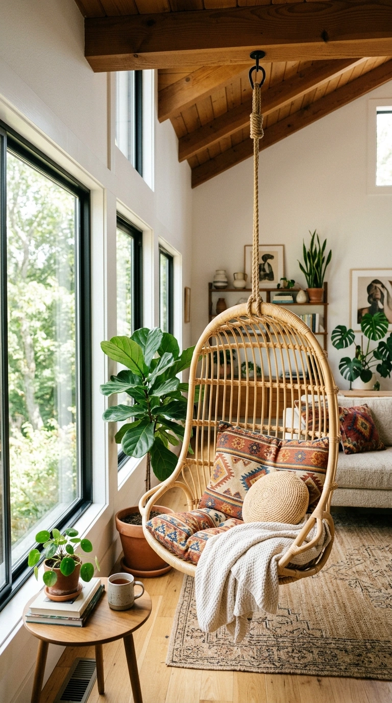 006 Hanging Rattan Chair A hanging rattan chair suspen