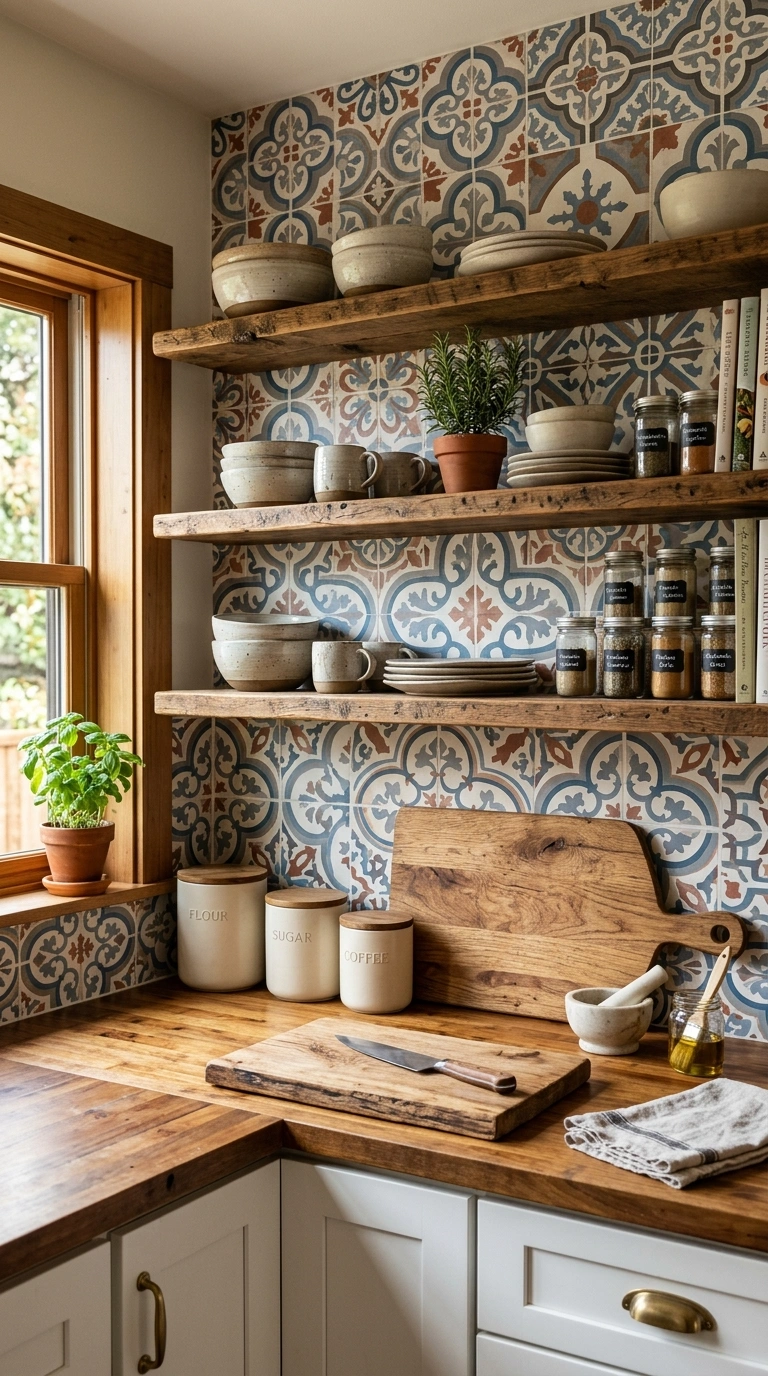 006 Removable Wallpaper A cozy kitchen with a cement t