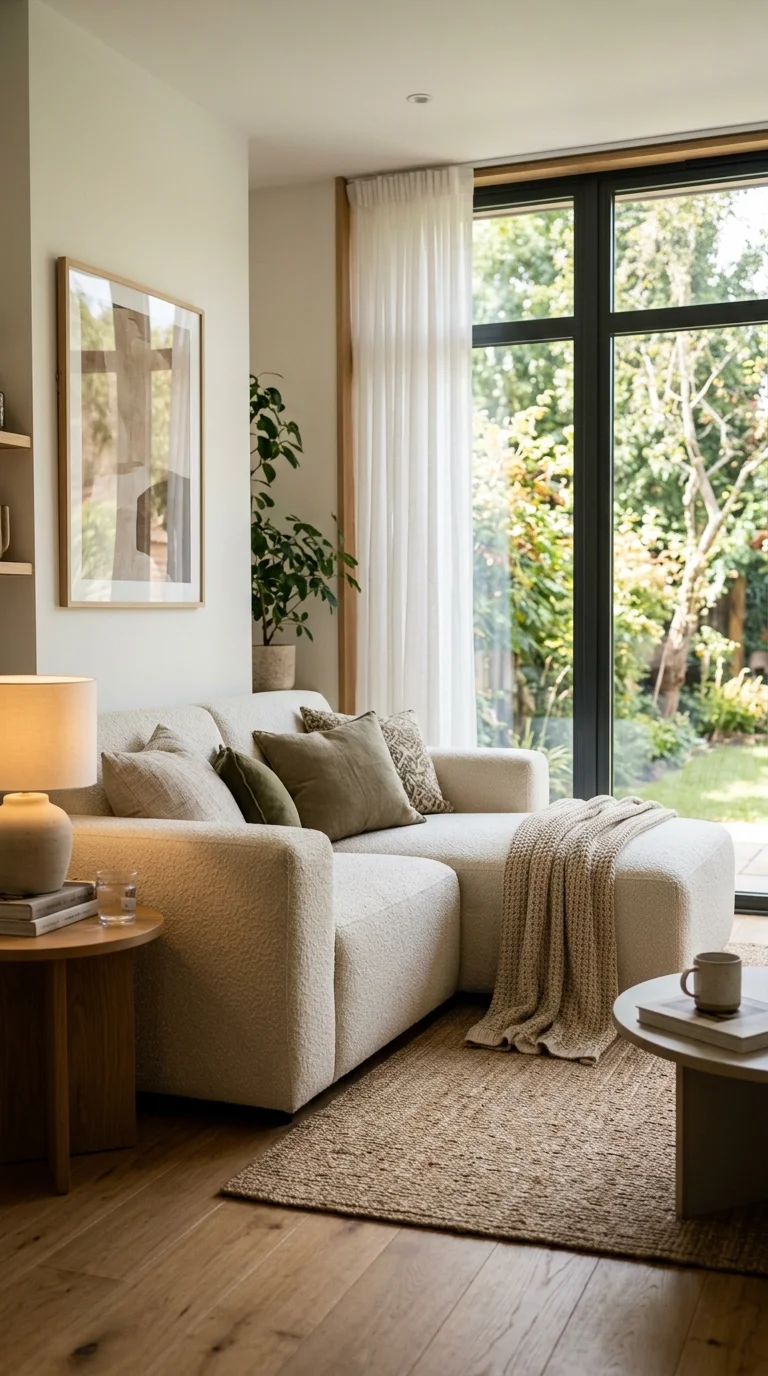 006 Reversible Corner Sofa A cream corner sofa with th