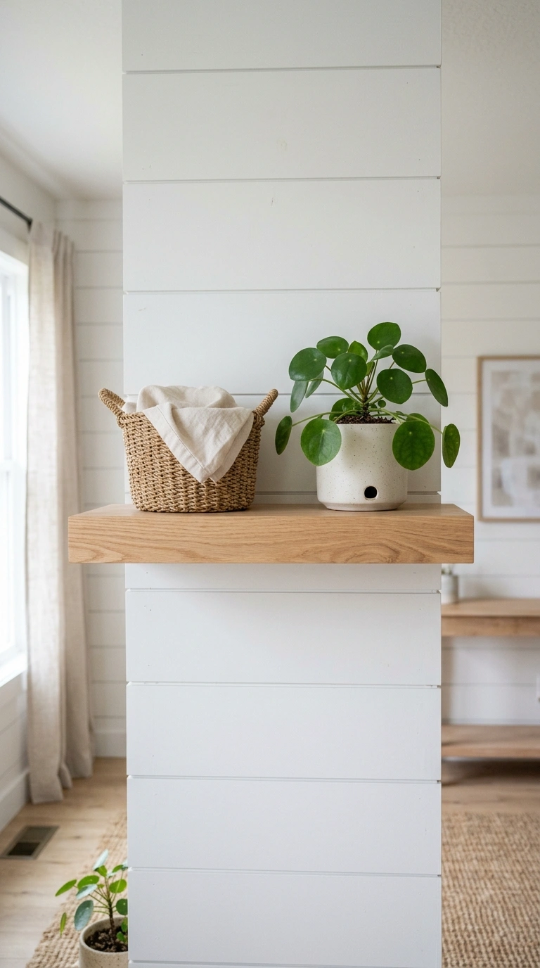 Laundry Shelves Styled Beautifully (13 Ideas) 7 006 Shiplap Shelf Wall A light wood floating shelf mou