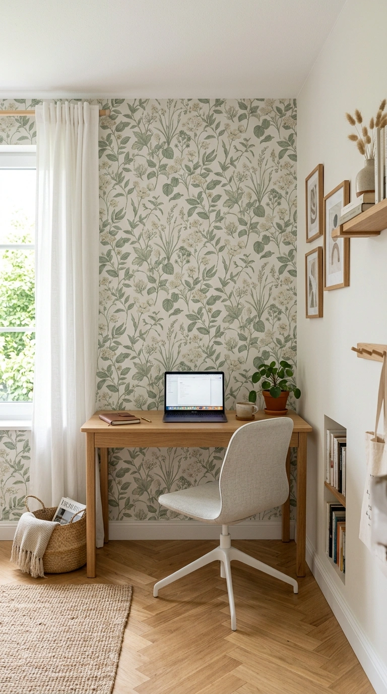006 Wallpaper Accent Wall A home office with one wall