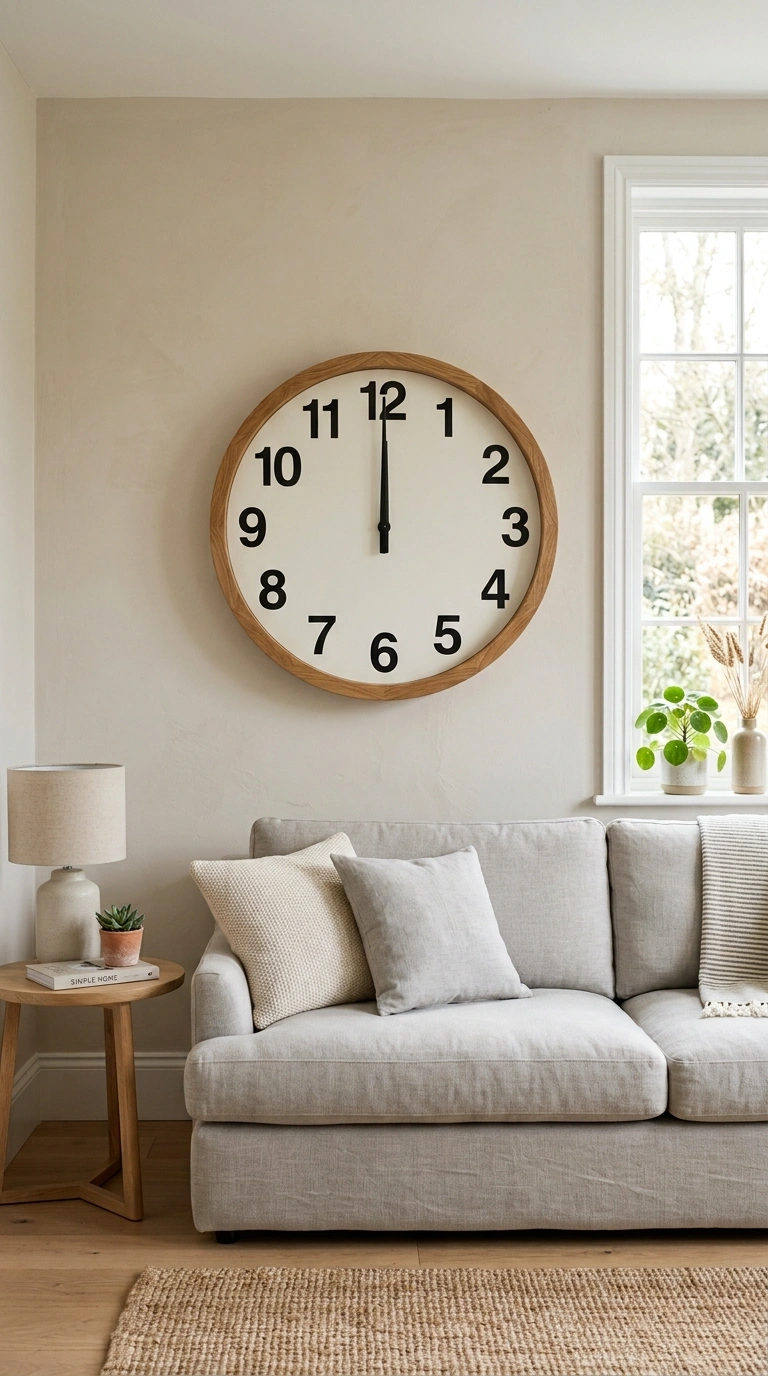 007 Bold Wall Clock A large round wood framed wall clo