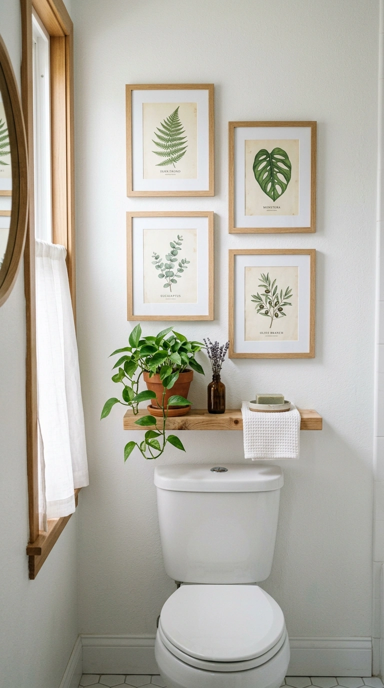 007 Botanical Wall Art A bathroom wall above the toile