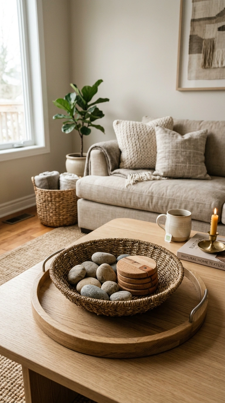 007 Bring In Texture Bowls A shallow woven bowl sittin