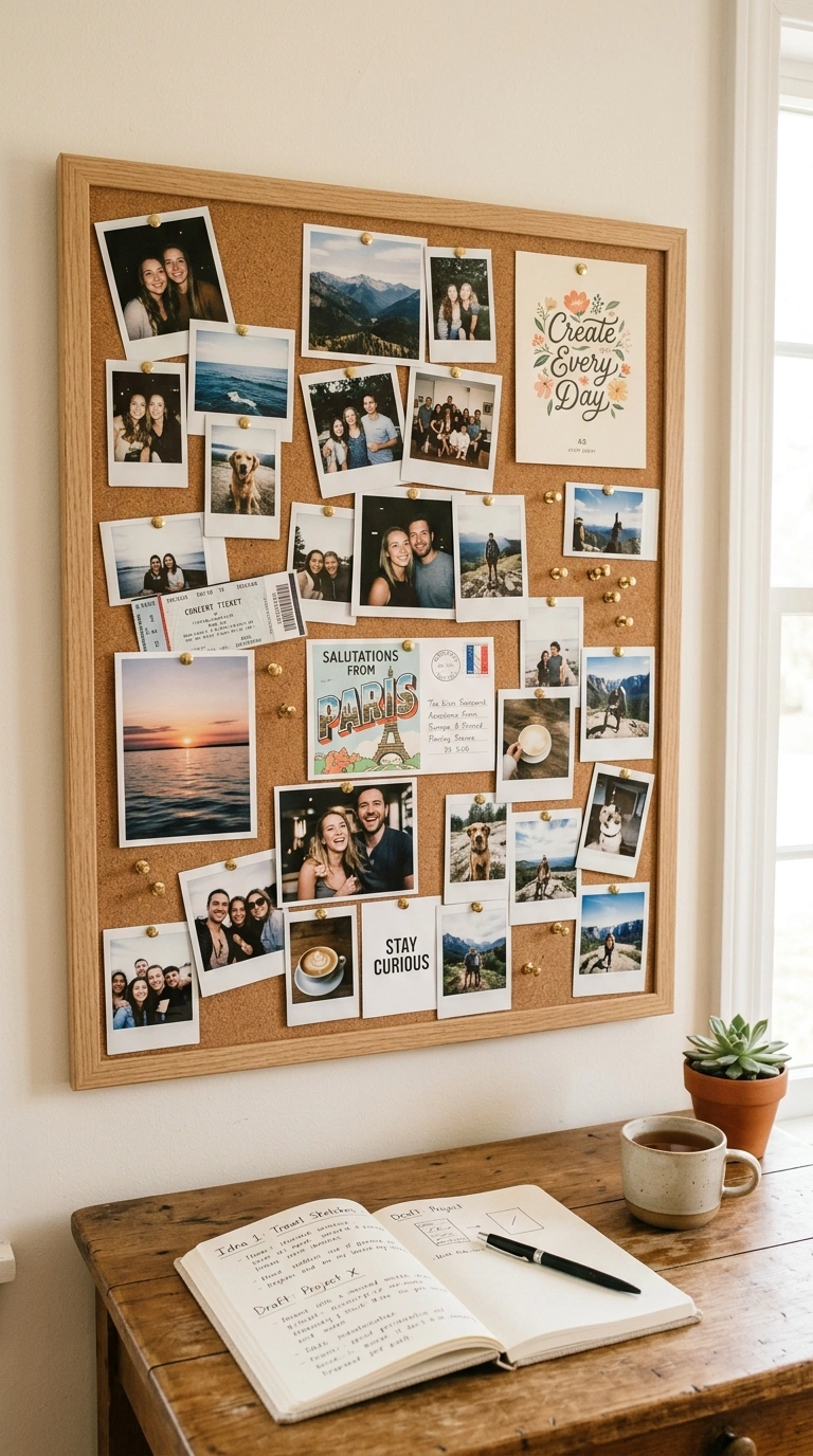 007 Cork Board Gallery A cork board in a light wood fr