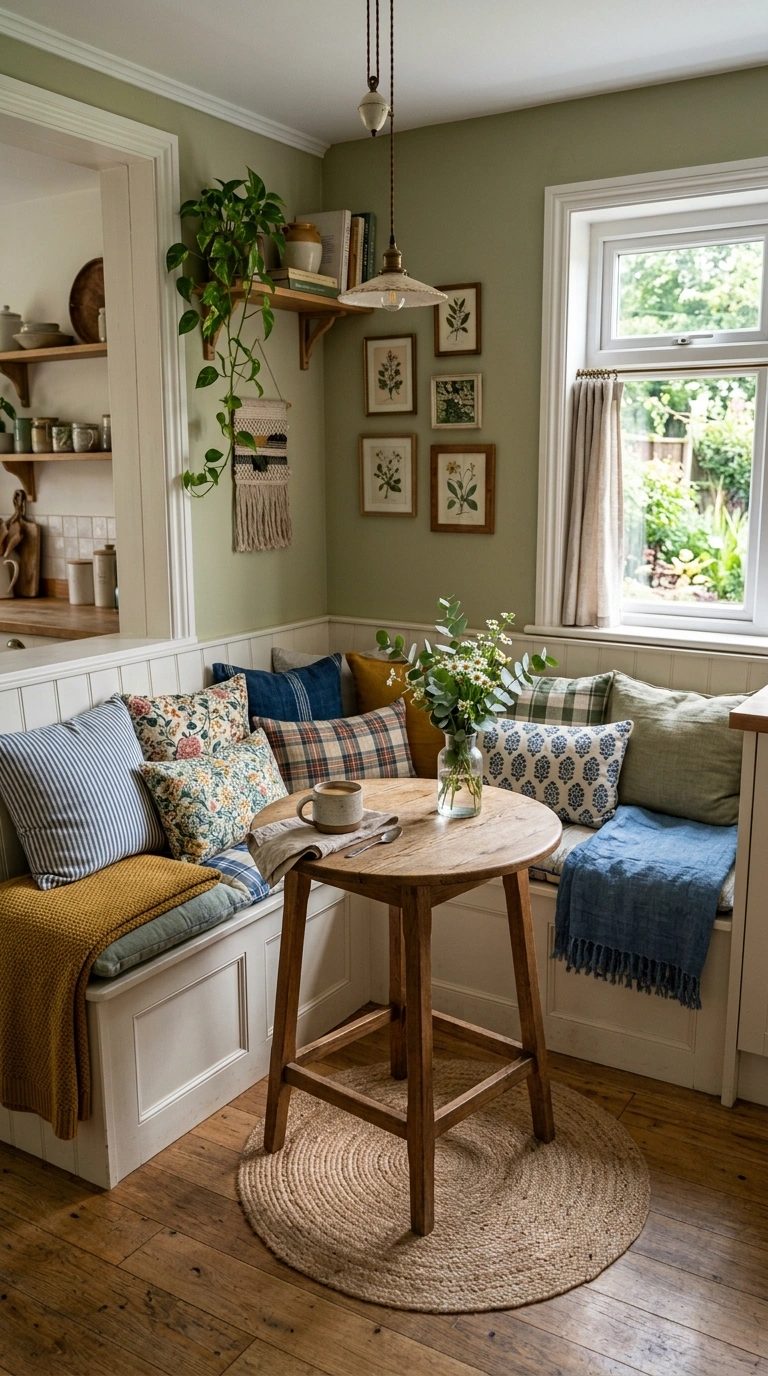 Small Kitchen Table? 12 Ways to Style It 8 007 Corner Banquette Nook A cozy corner kitchen nook w