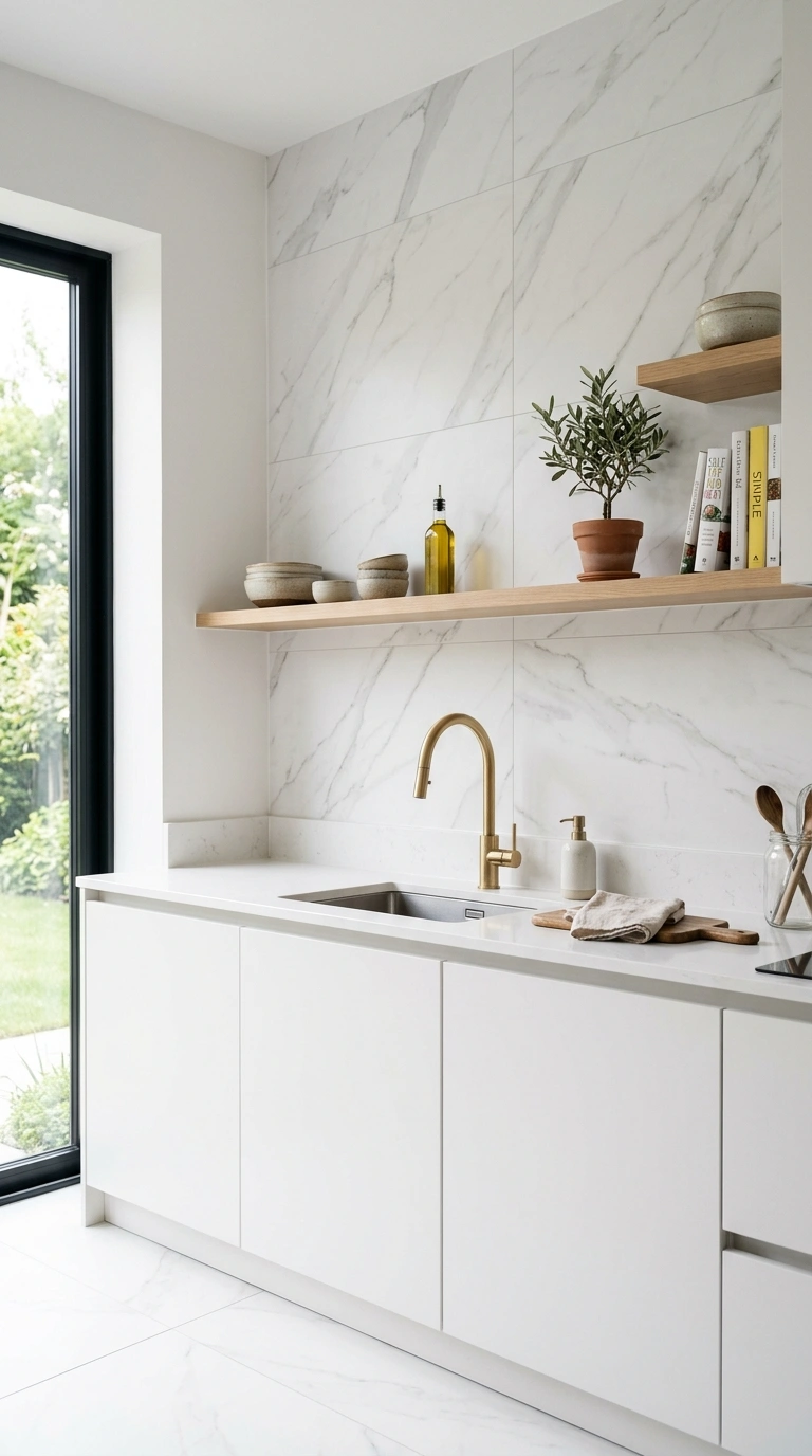 007 Large Format Tile A contemporary kitchen with larg