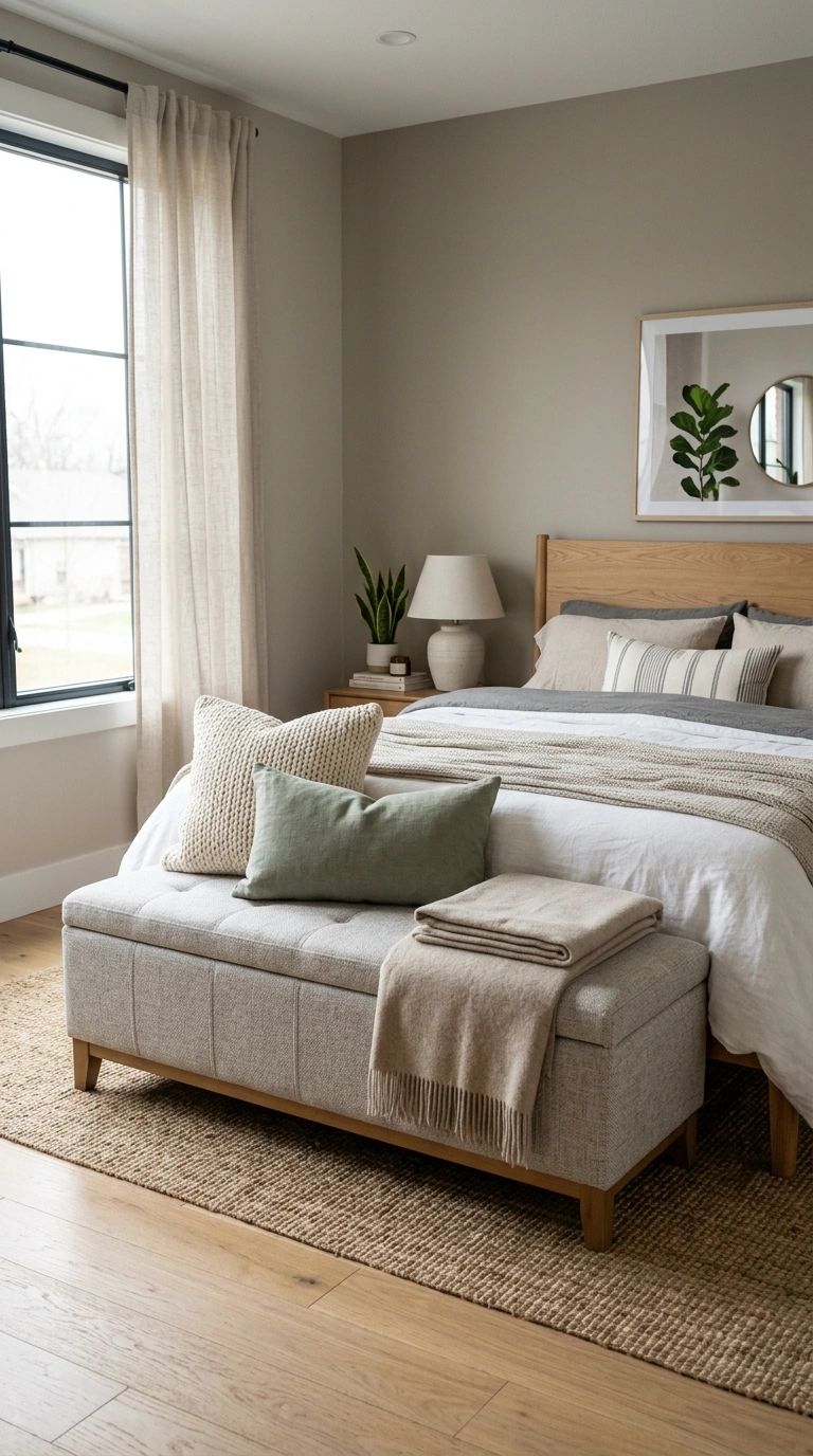 Small Bedroom, Big Style: 19 Layout Ideas 8 007 Multipurpose Bench Layout A small bedroom with an