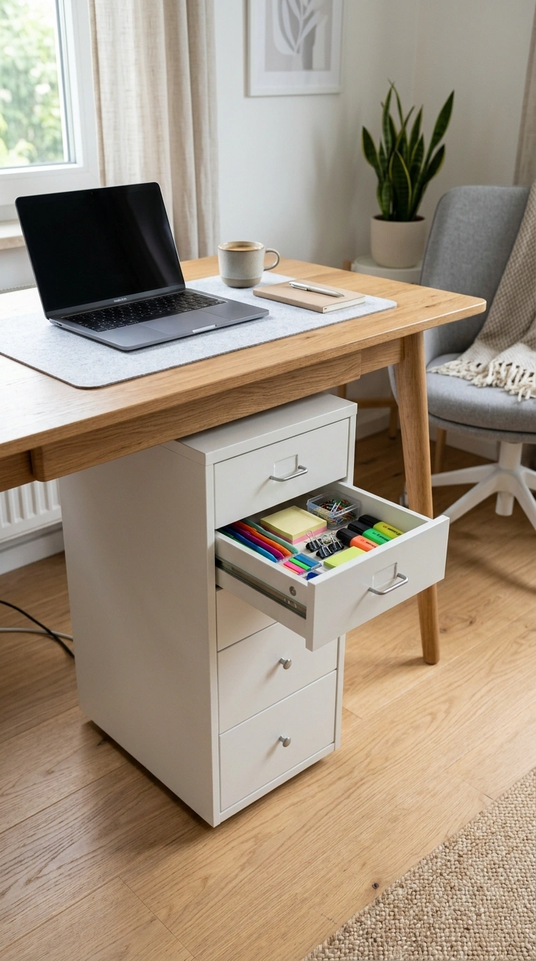 Home Office Storage That Keeps You Sane 8 007 Under Desk Drawer Cart A slim set of stacked drawe