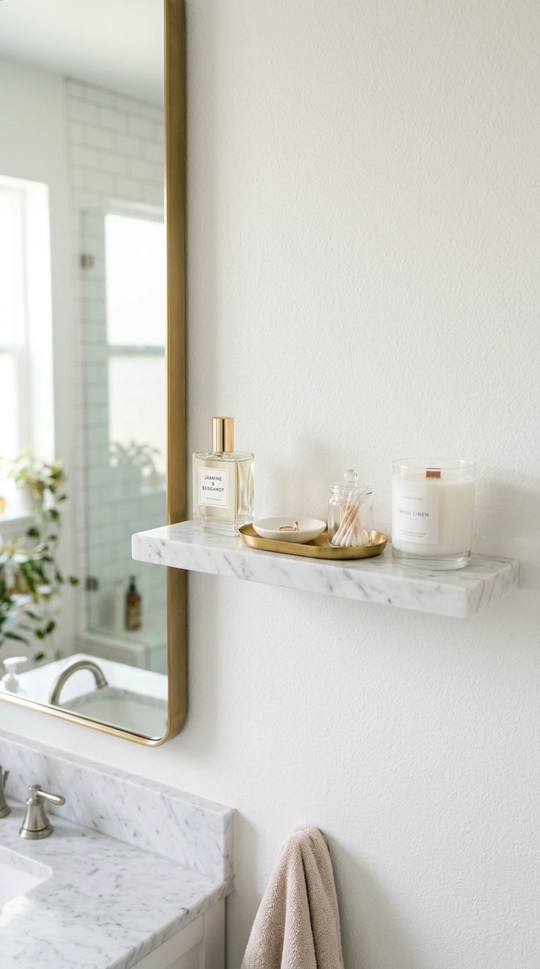 008 Marble Look Shelf A white marble look floating she