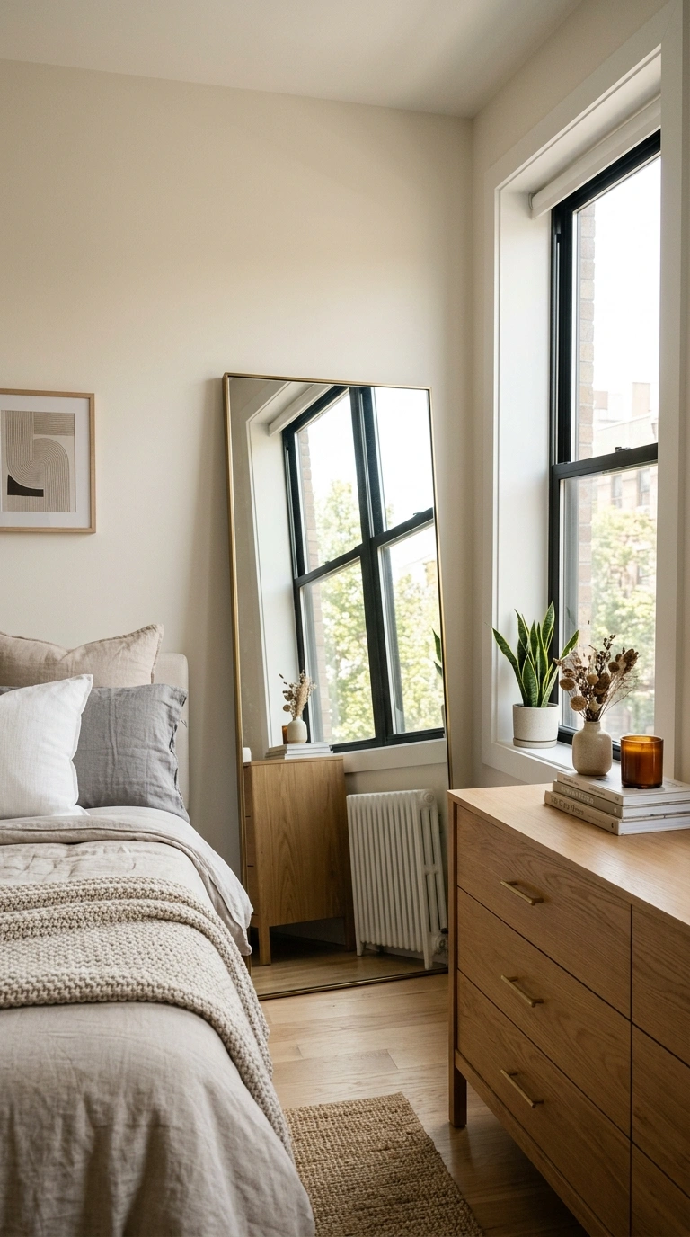 Small Bedroom, Big Style: 19 Layout Ideas 9 008 Mirror Placement Trick A small bedroom with a larg
