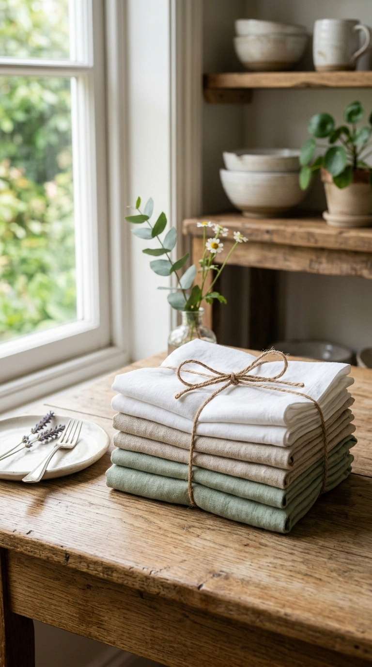 Small Kitchen Table? 12 Ways to Style It 9 008 Stacked Linen Napkins A small kitchen table with a