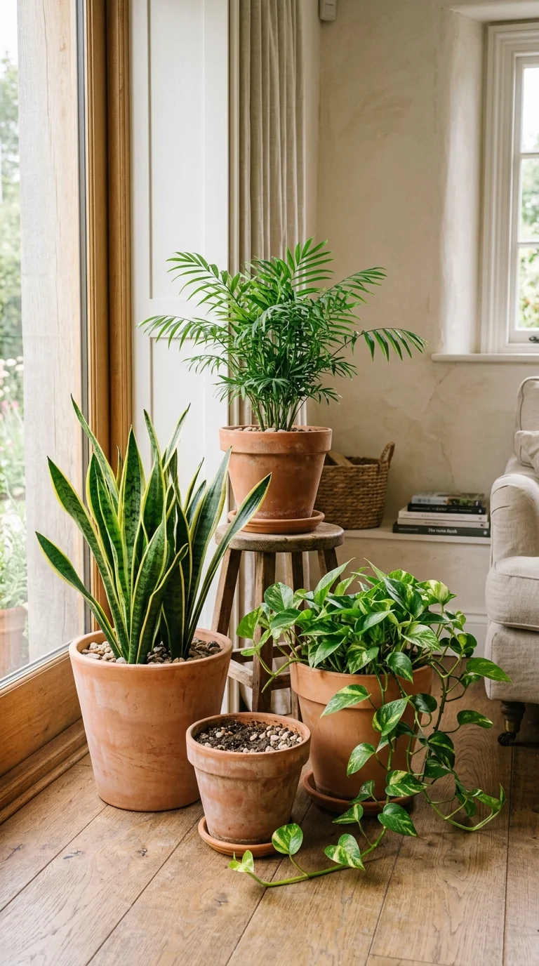 23 Budget Boho Living Rooms That Look Anything But Cheap 9 008 Terracotta Pot Corner A grouping of terracotta pot