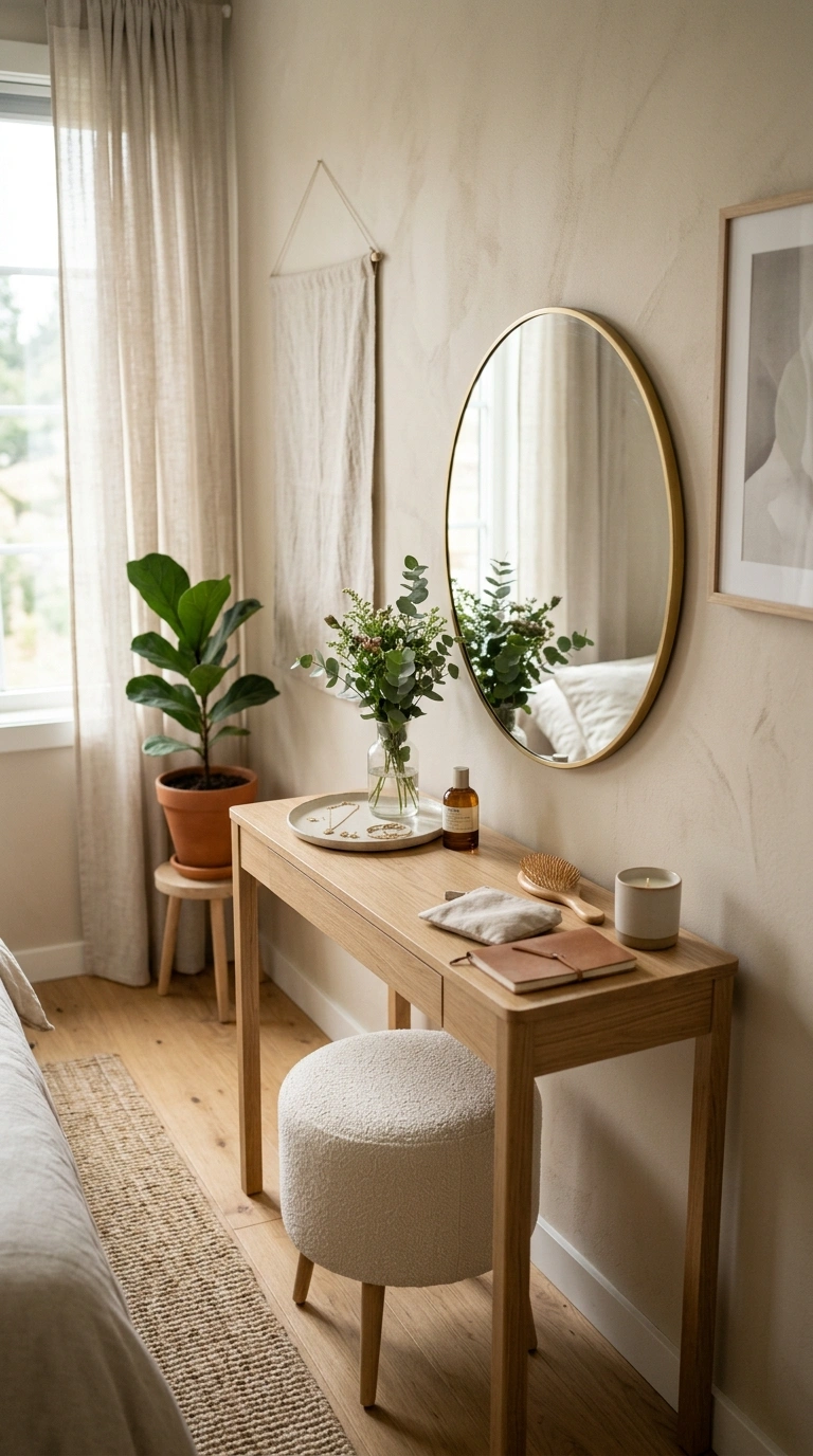 23 Cozy Bedroom Corner Ideas You'll Love 9 008 Vanity Mirror Corner A bedroom corner with a slim