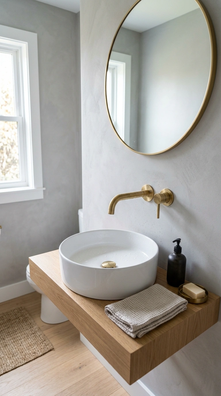 Small Half Bath? Here Are 11 Ideas That Make It Shine 9 008 Wall Mounted Faucet A small modern half bathroom w
