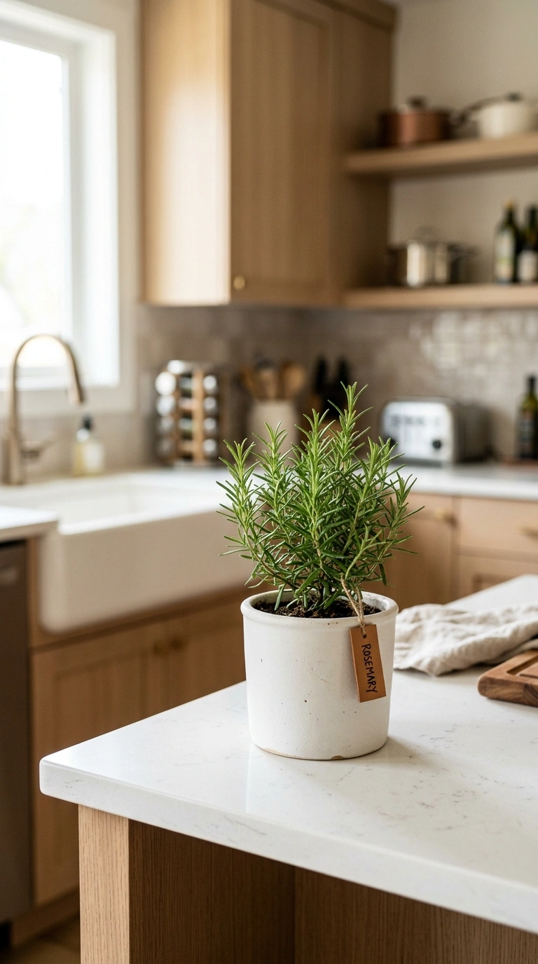 009 A Small Live Plant A small potted rosemary plant i