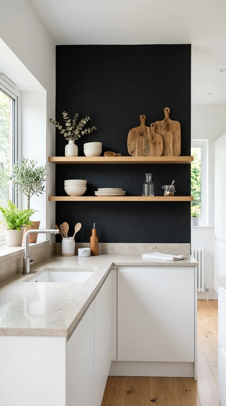 20 Hottest Black Accent Wall Ideas Taking Over Home Decor 10 009 Black Kitchen Feature Wall A modern bright kitchen