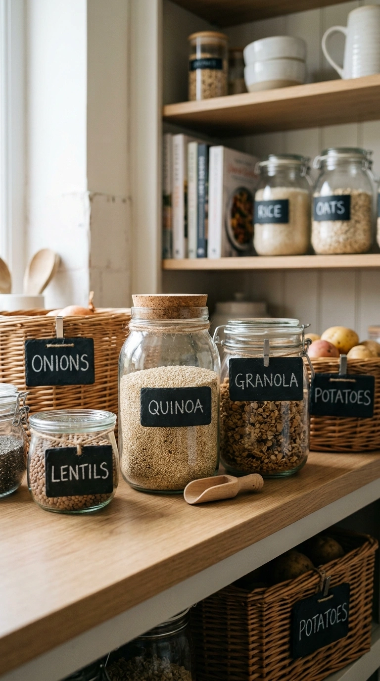 009 Chalkboard Label Tags A close up of pantry jars an