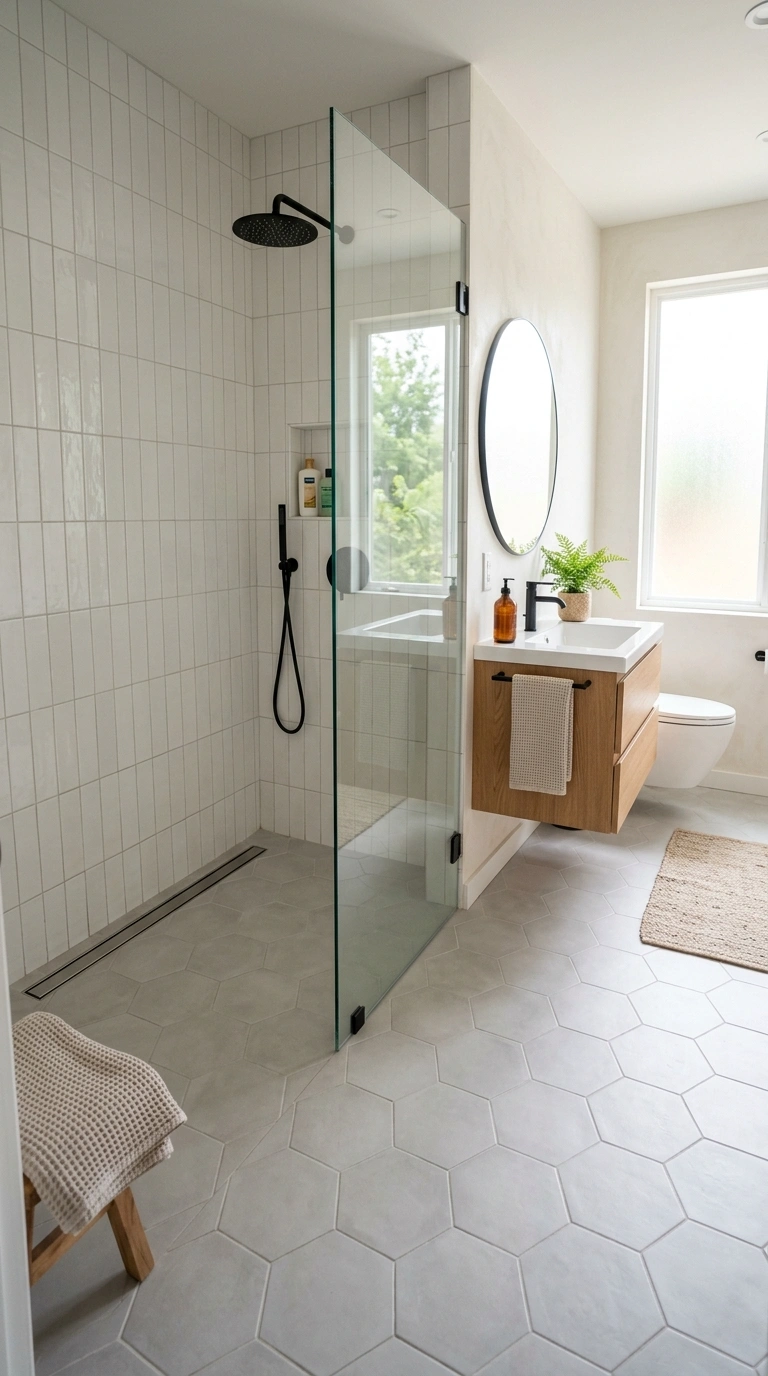 009 Curbless Walk In A small bathroom with a curbless