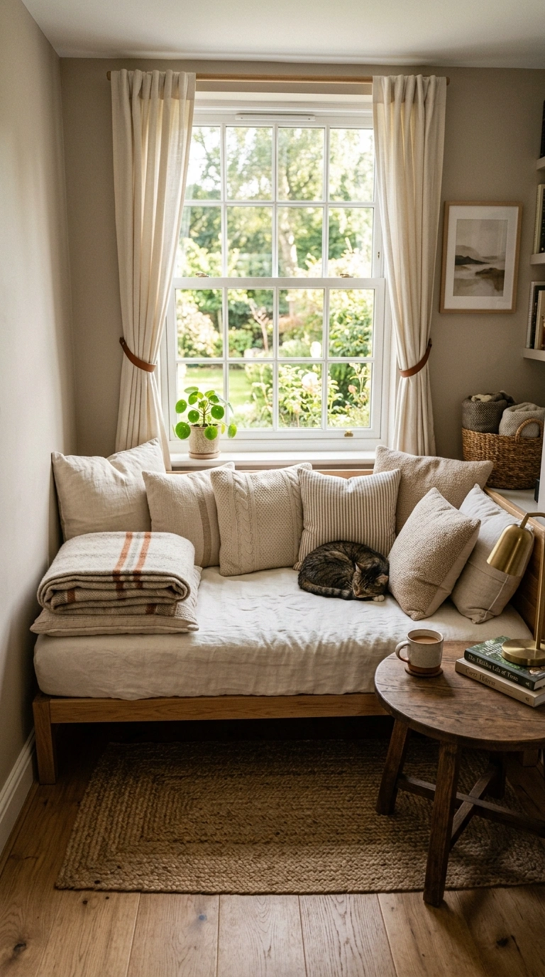 009 Daybed Window Corner A small daybed pushed under a