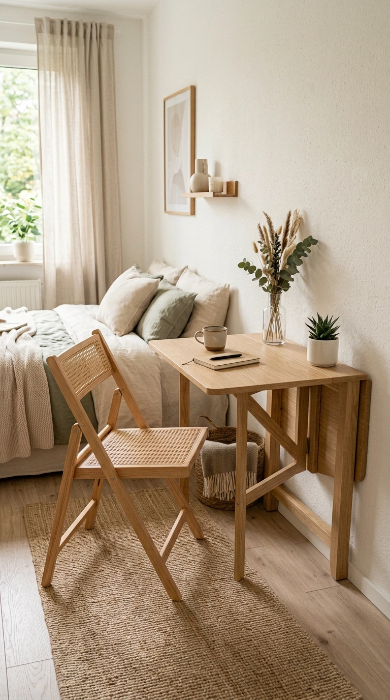 Small Bedroom, Big Style: 19 Layout Ideas 10 009 Foldable Furniture Setup A small bedroom with a sl