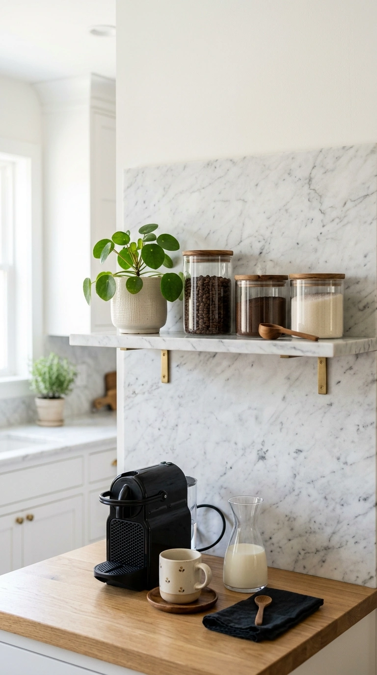 009 Marble Shelf Accent A single marble shelf mounted