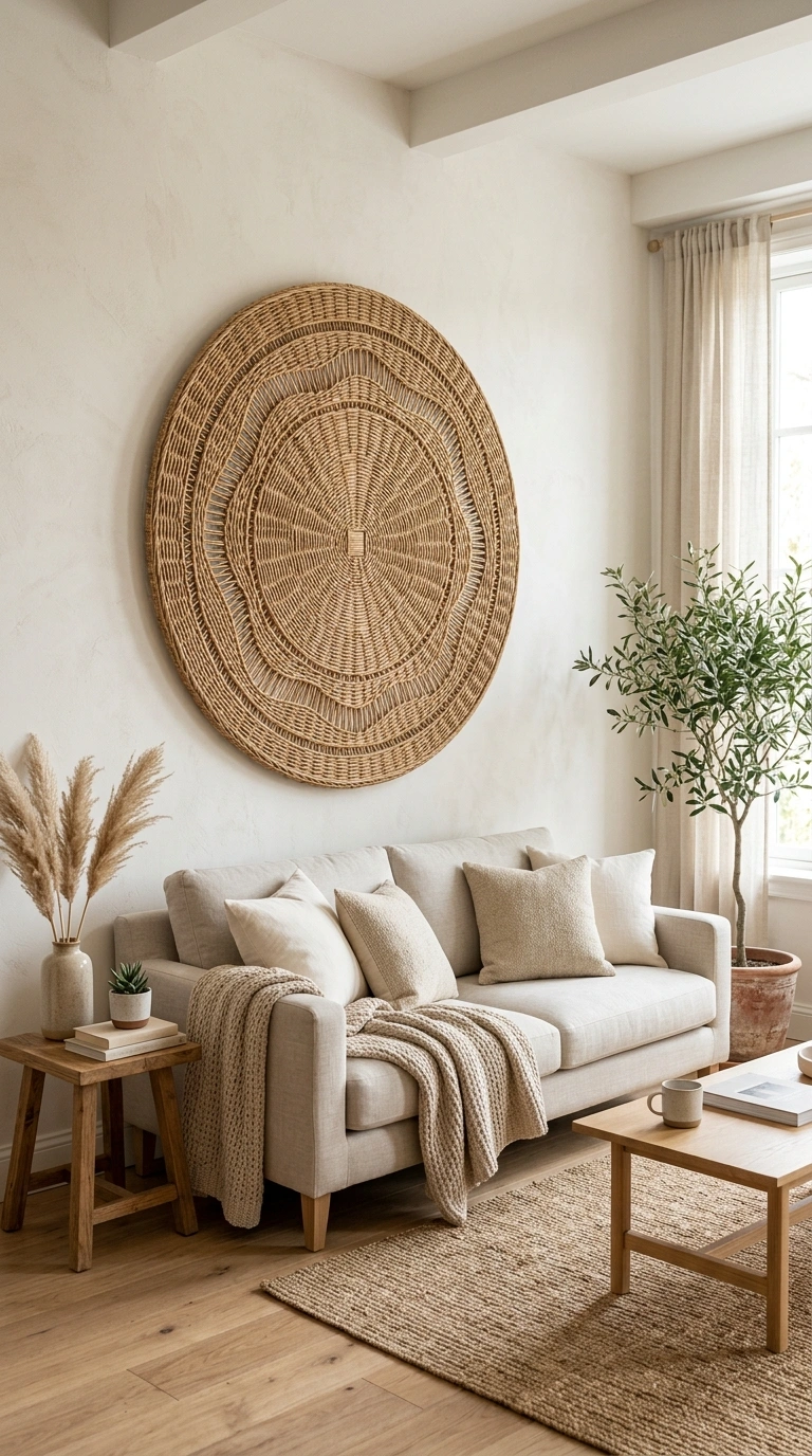009 Rattan Wall Panels A large round rattan wall panel