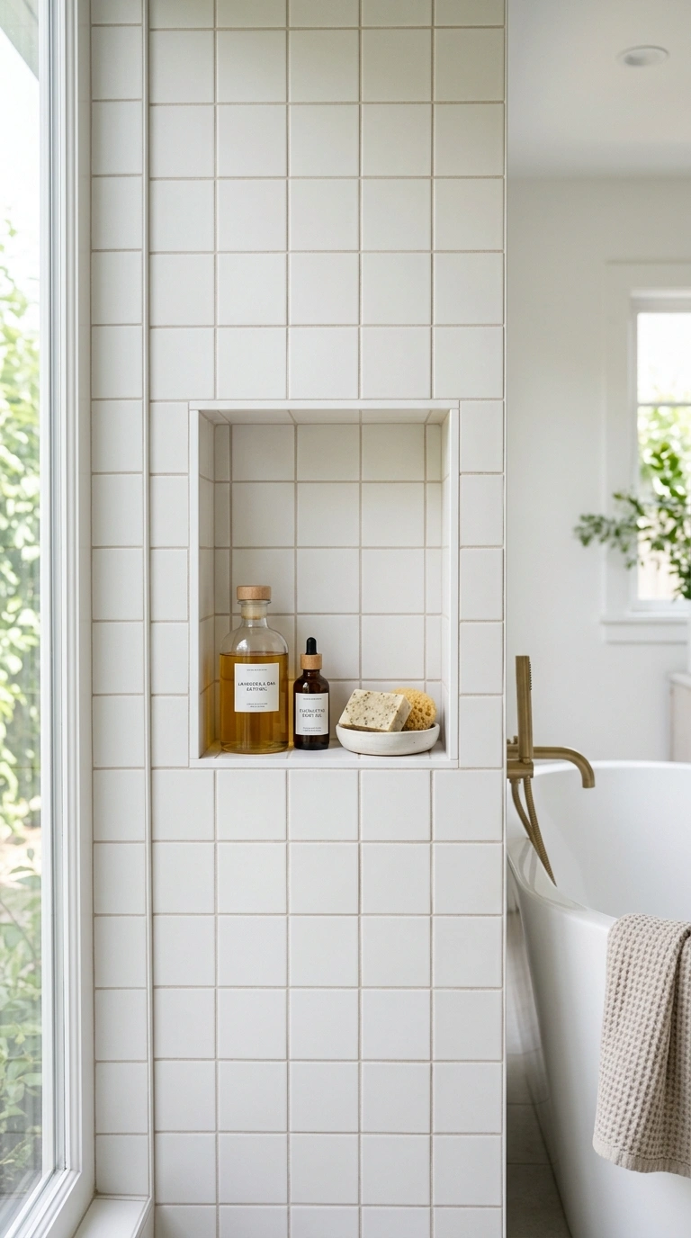 009 Recessed Niche Shelf A tiled recessed niche built