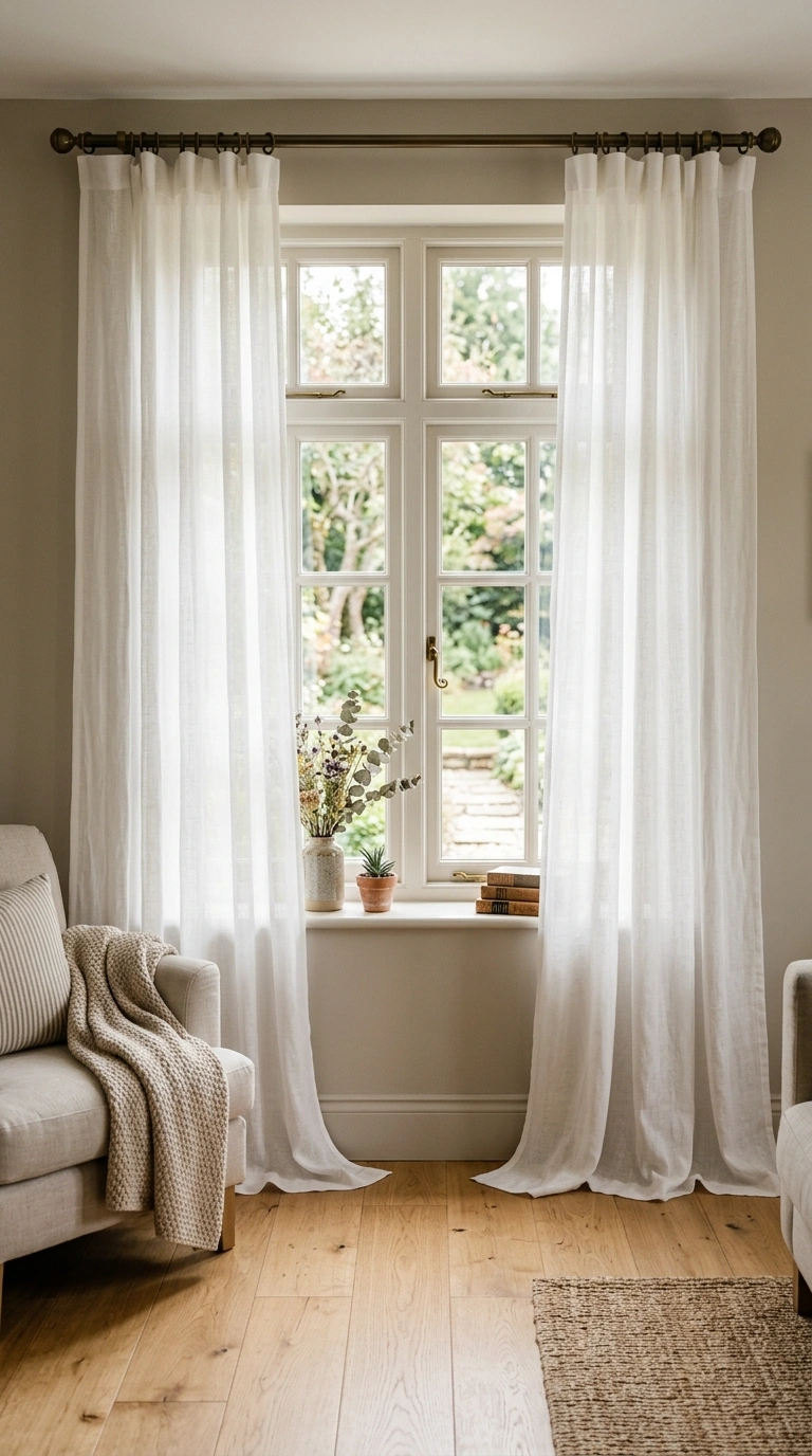 21 Easy Seasonal Updates for Anyone Decorating on a Budget 10 009 Swap Curtain Panels A bright living room window dr