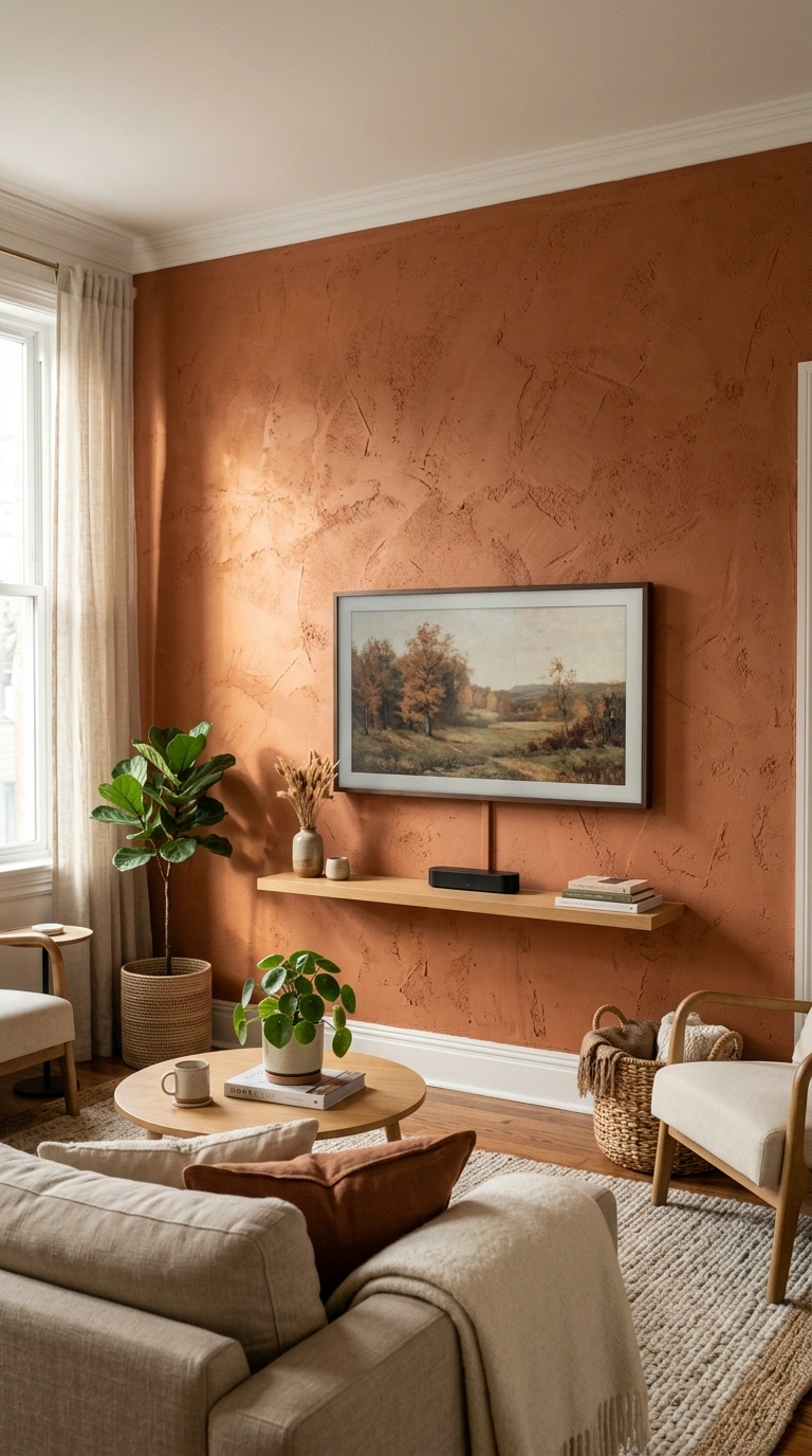 TV Wall Ideas That Don't Look Like an Afterthought (18 Picks) 10 009 Textured Plaster Wall A living room wall finished