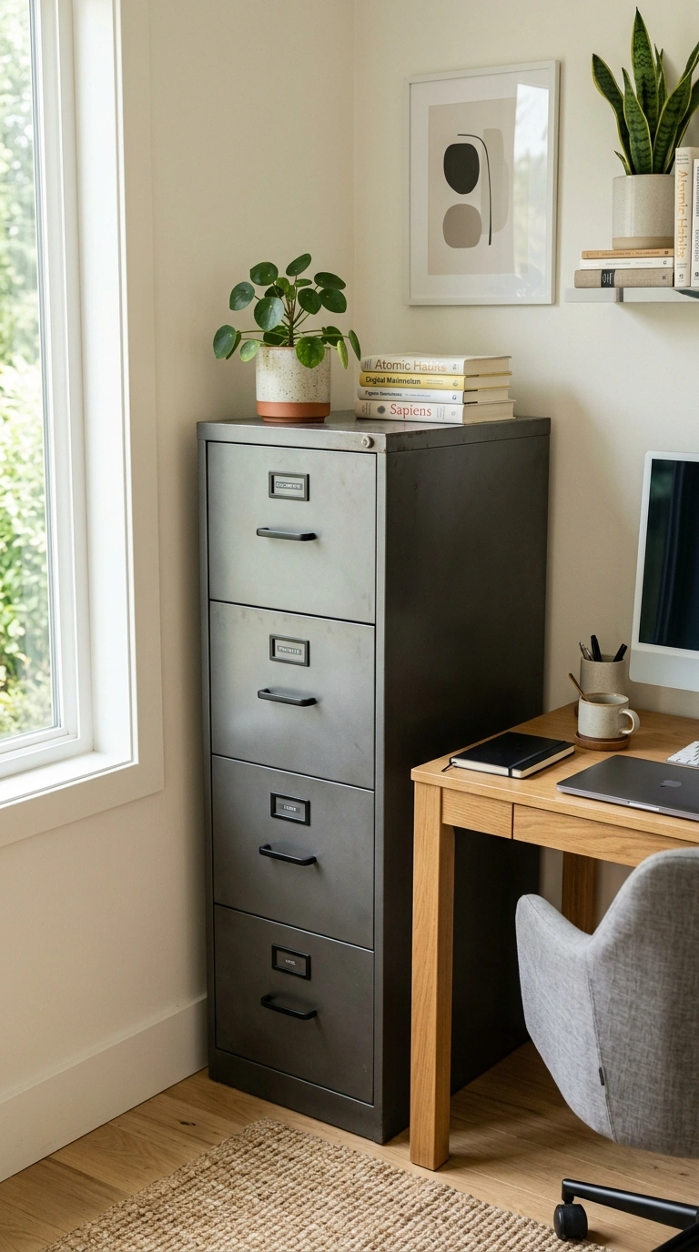Home Office Storage That Keeps You Sane 10 009 Vertical File Cabinet A tall narrow vertical file