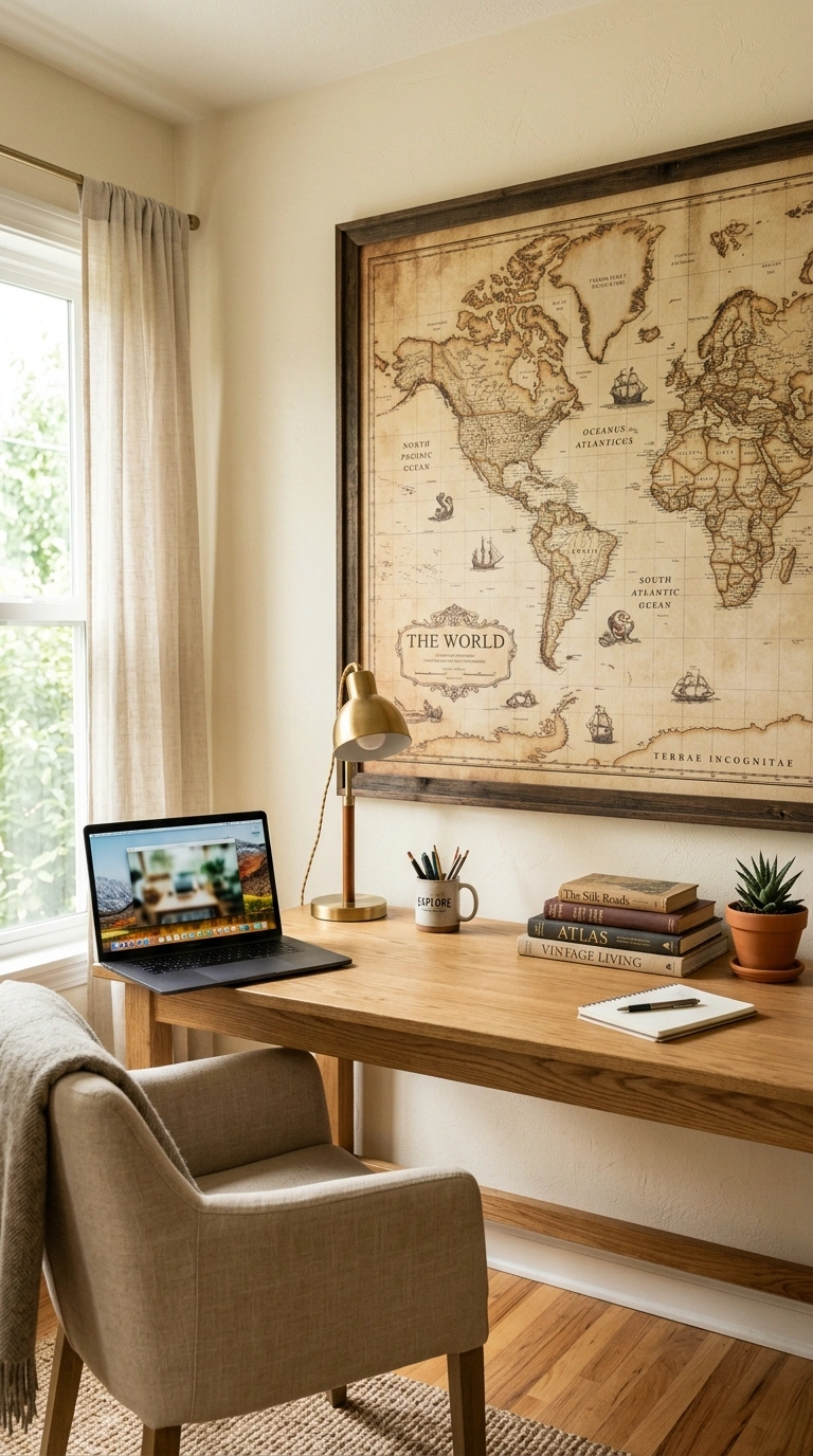009 Vintage Map Wall A large vintage style world map f