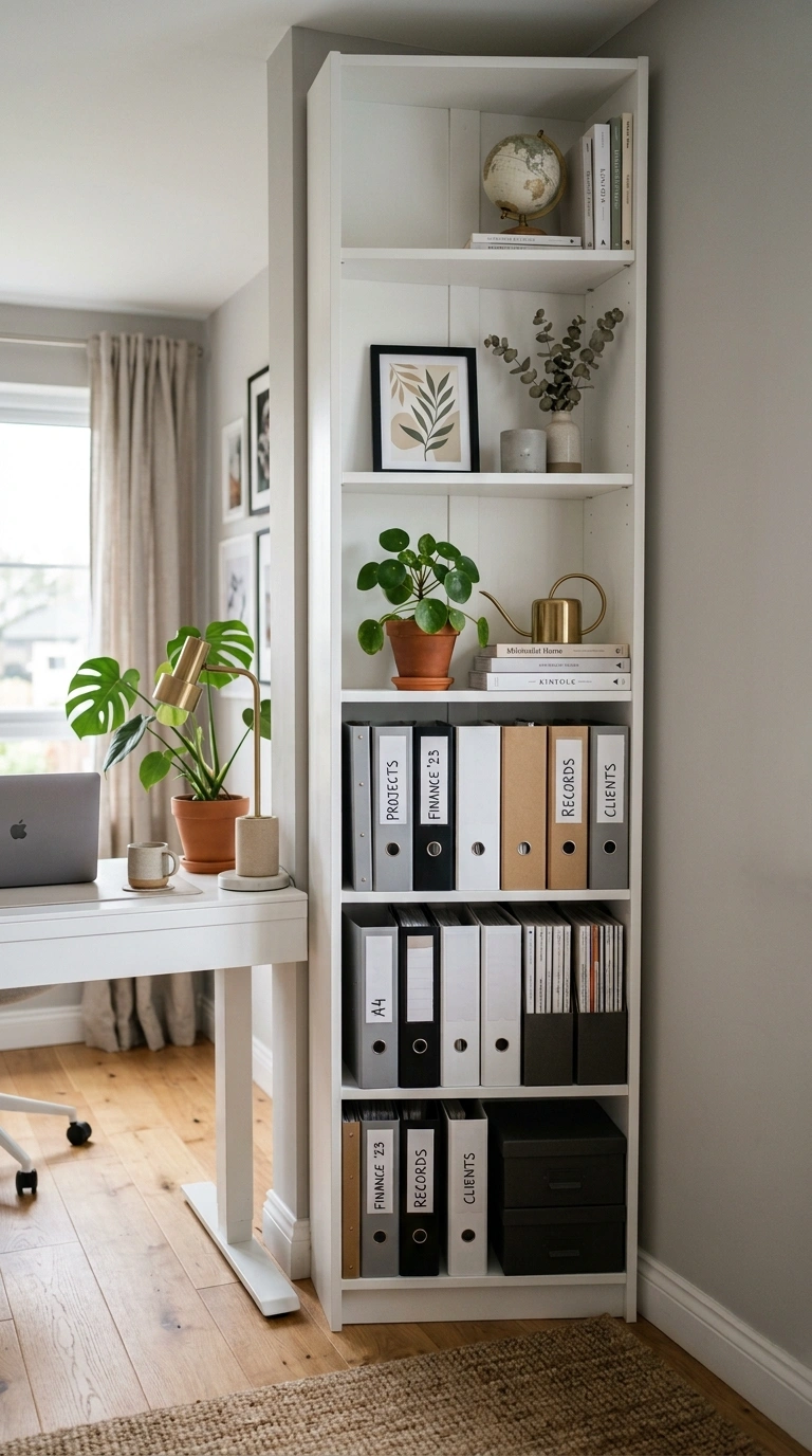 Home Office Storage That Keeps You Sane 11 010 Corner Bookcase Tower A tall narrow bookcase fitte