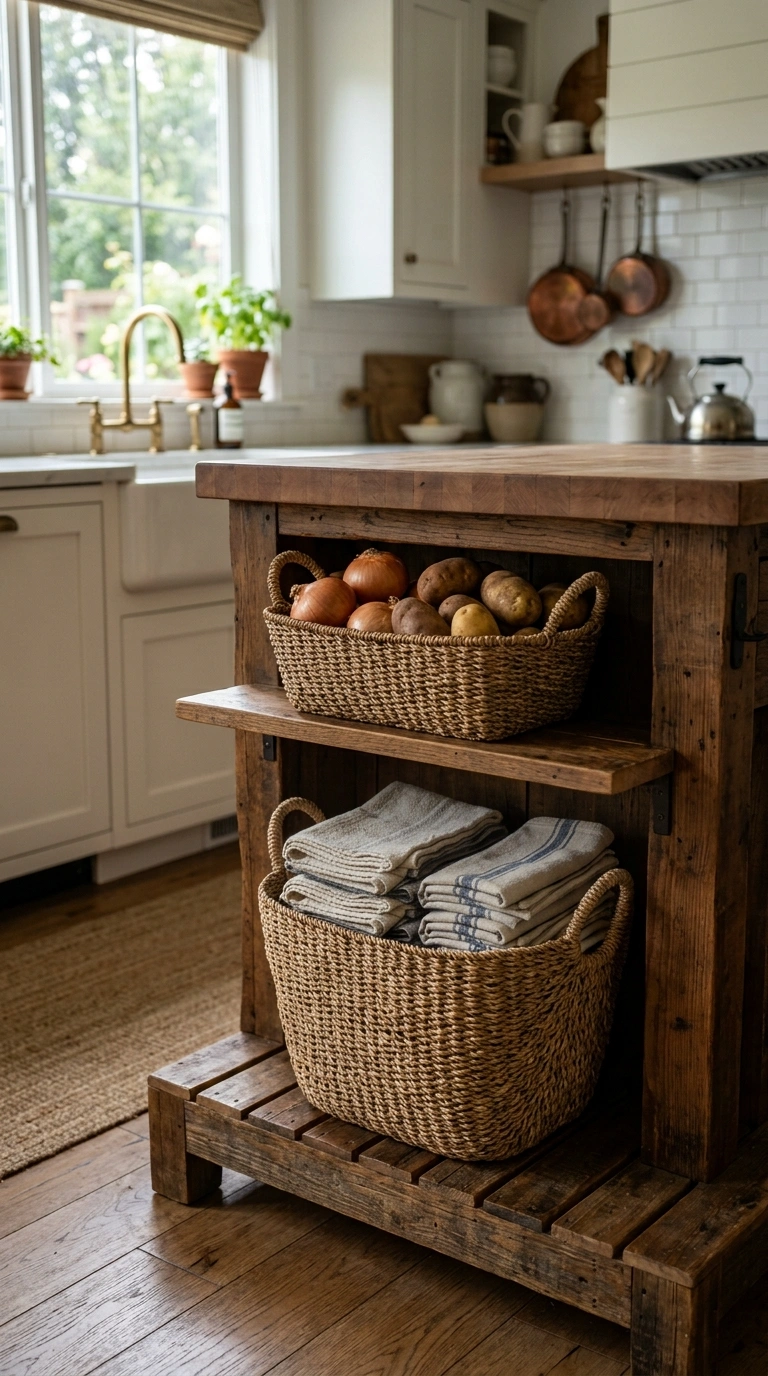 010 Open Crate or Basket Storage A farmhouse kitchen i