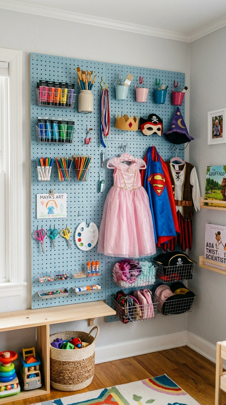 Kids Bedroom Storage That Actually Gets Used (17 Ideas) 11 010 Pegboard Organization Wall A kids bedroom wall fit