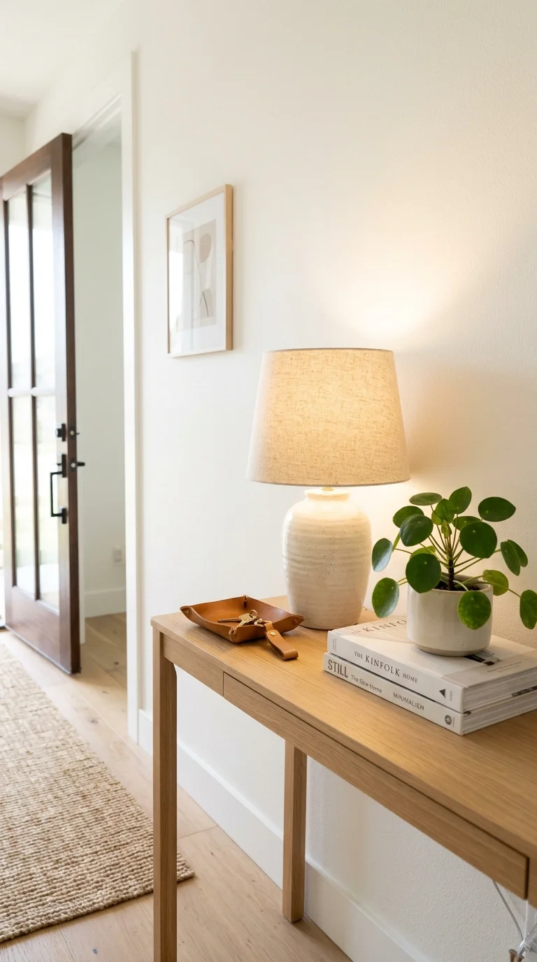 010 Table Lamp Glow A small entry console with a ceram