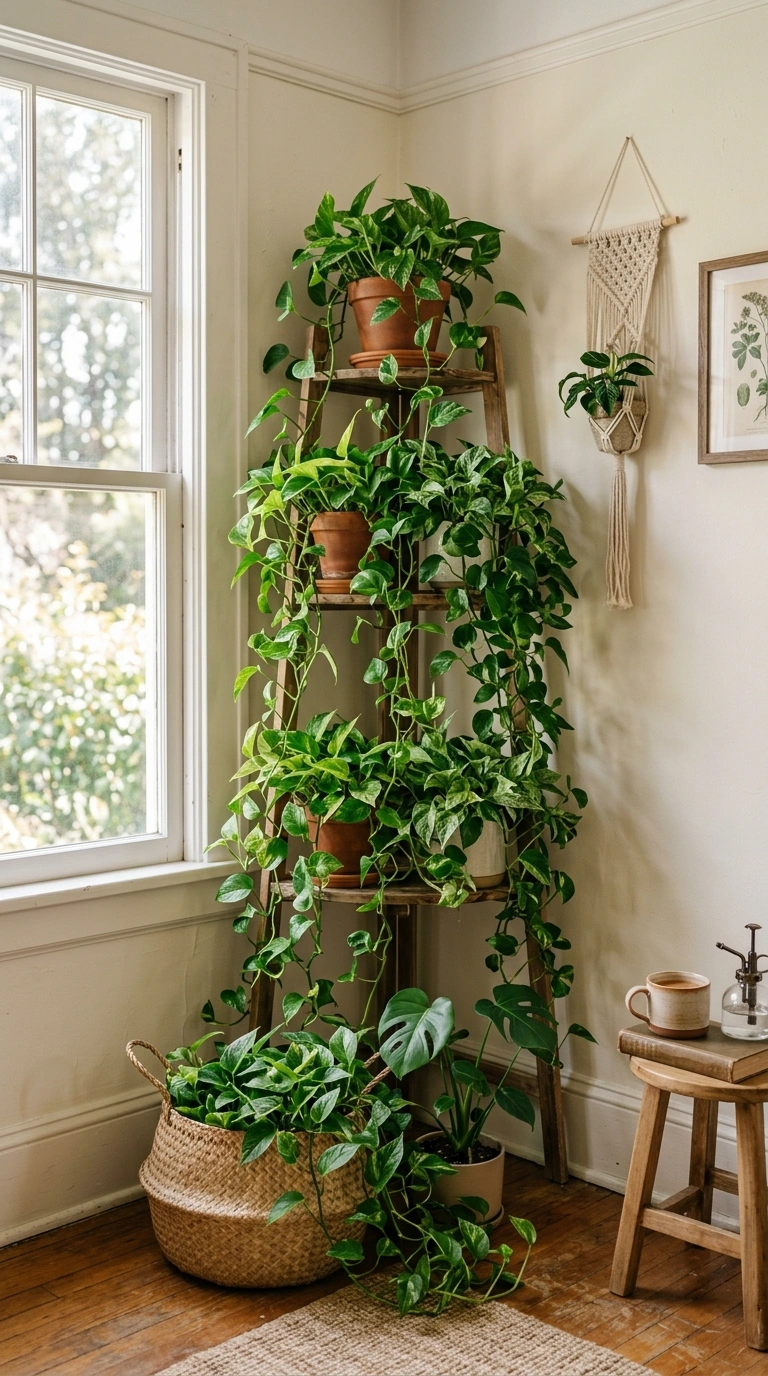 010 Trailing Plant Corner A living room corner near a