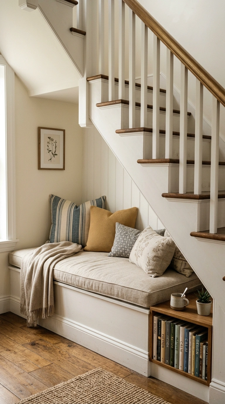 010 Under Stairs Nook A built in bench seat under a st