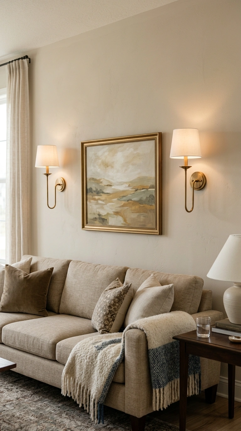 010 Wall Sconce Pair A pair of matching brass wall sco