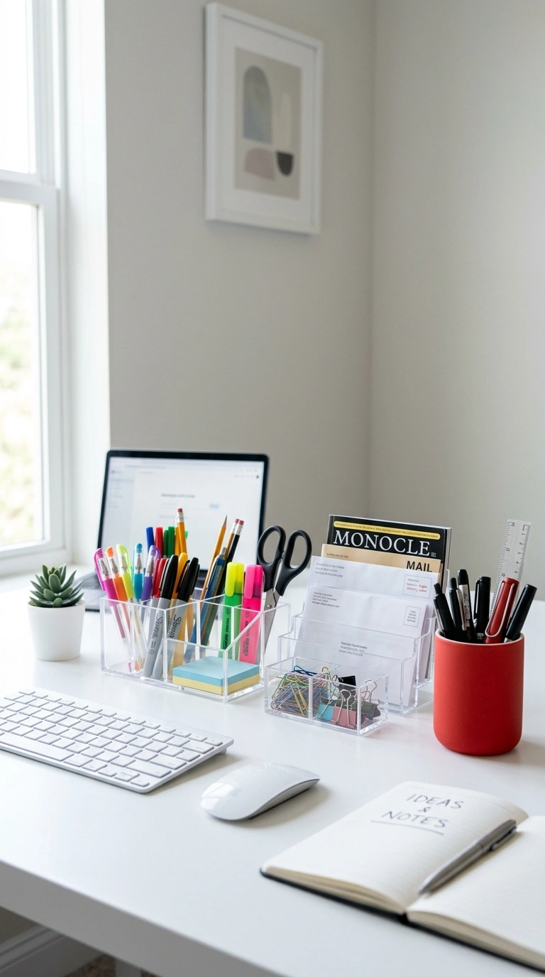 011 Acrylic Organizer Set A modern desk with clear acr