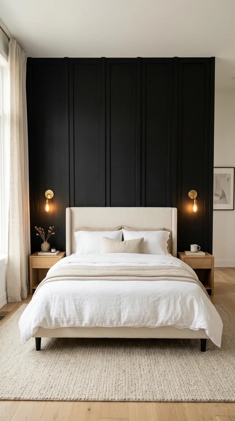 20 Hottest Black Accent Wall Ideas Taking Over Home Decor 12 011 Black Wall With Paneling A sophisticated modern be