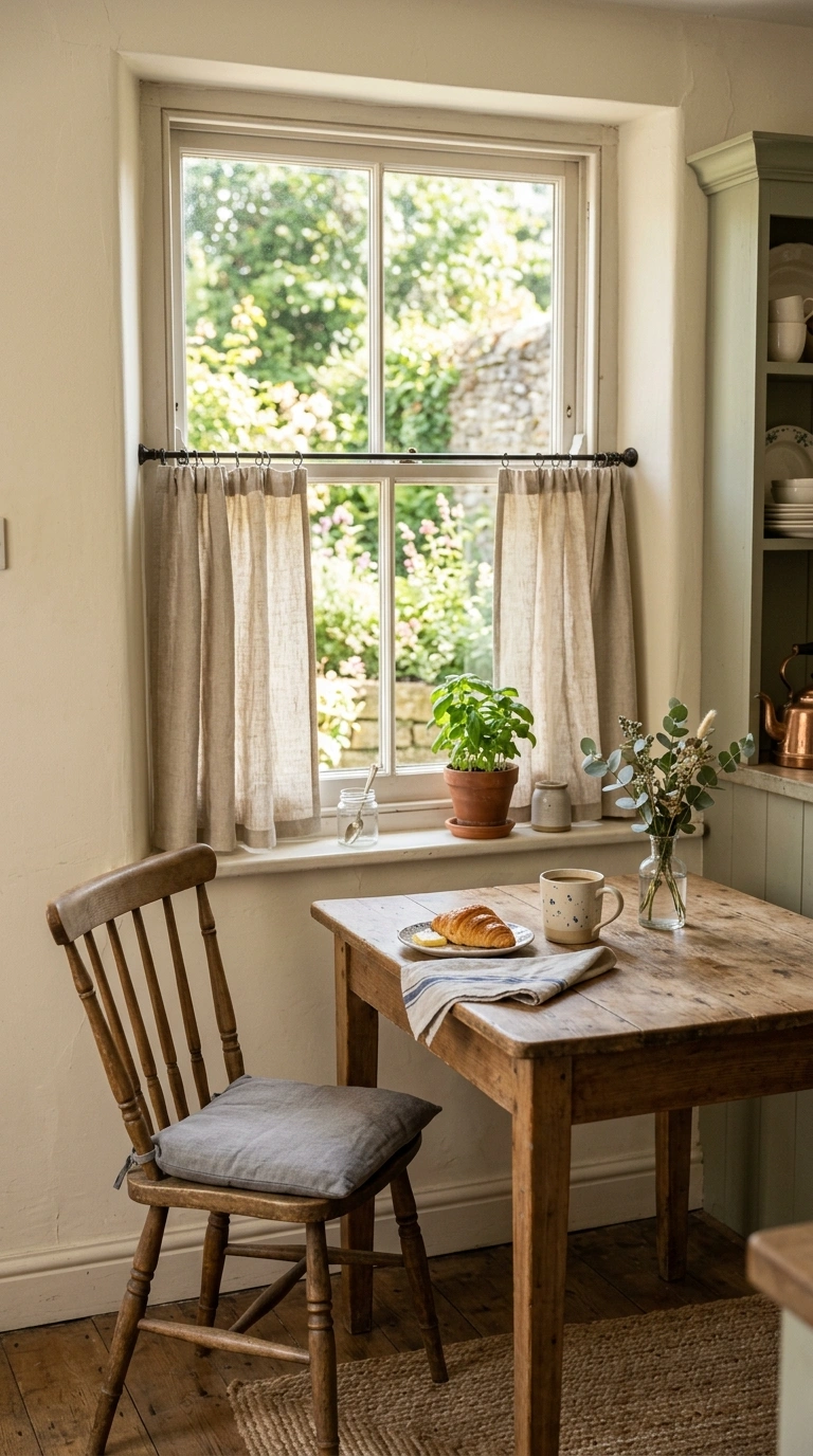 Small Kitchen Table? 12 Ways to Style It 12 011 Cafe Style Curtains A small kitchen table beside a