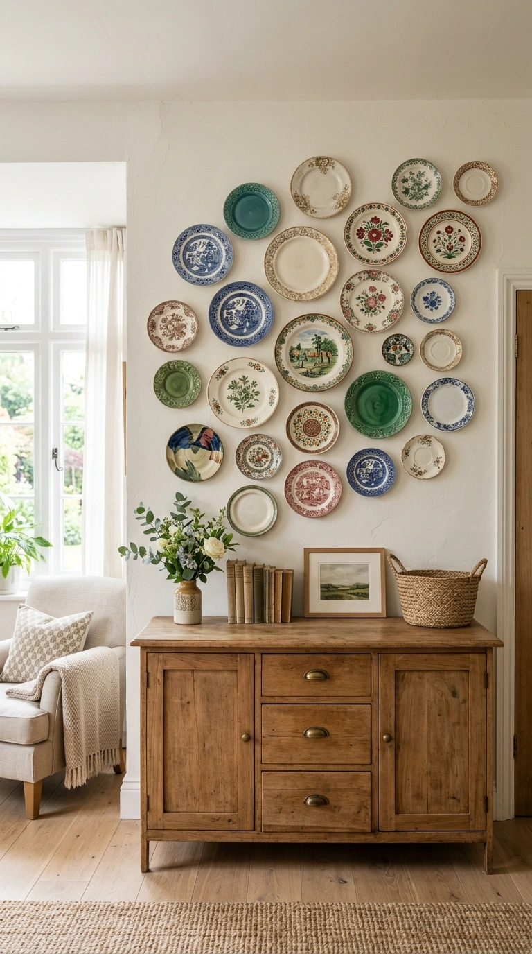 011 Ceramic Plate Wall A wall arrangement of mismatche