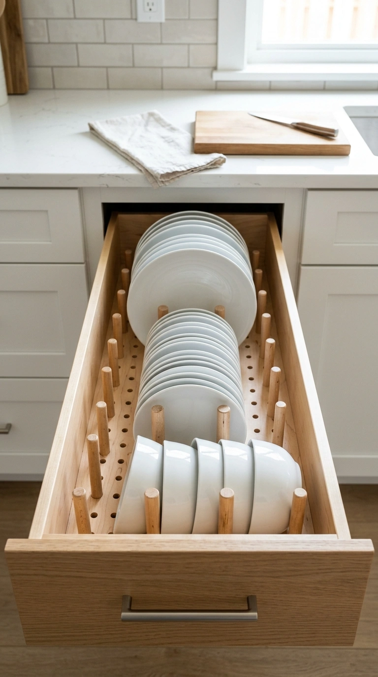 Cabinet Organization Hacks You'll Wish You Knew Sooner (18 Ideas) 12 011 Drawer Peg Organizers An open kitchen drawer fitte