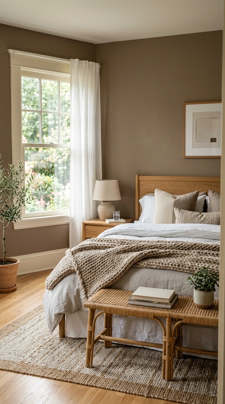 011 Warm Taupe Walls A bedroom with warm taupe walls i