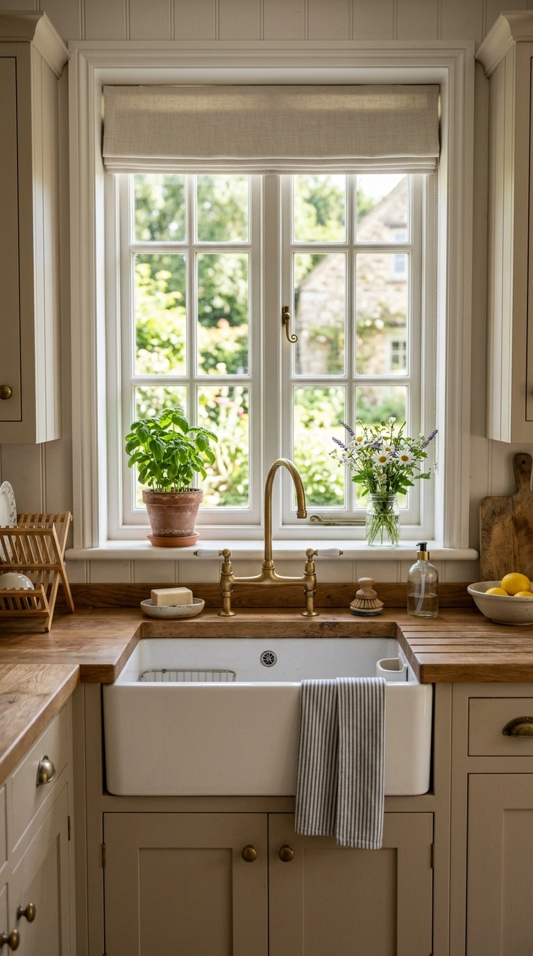 012 A Farmhouse Sink Window A white apron front sink p
