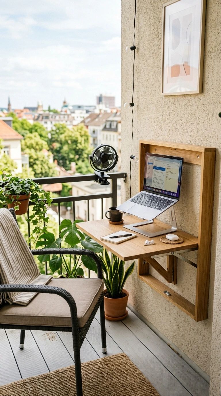 13 Cozy Office Corners for Small Homes 13 012 Balcony Nook Office A small wall mounted folding d