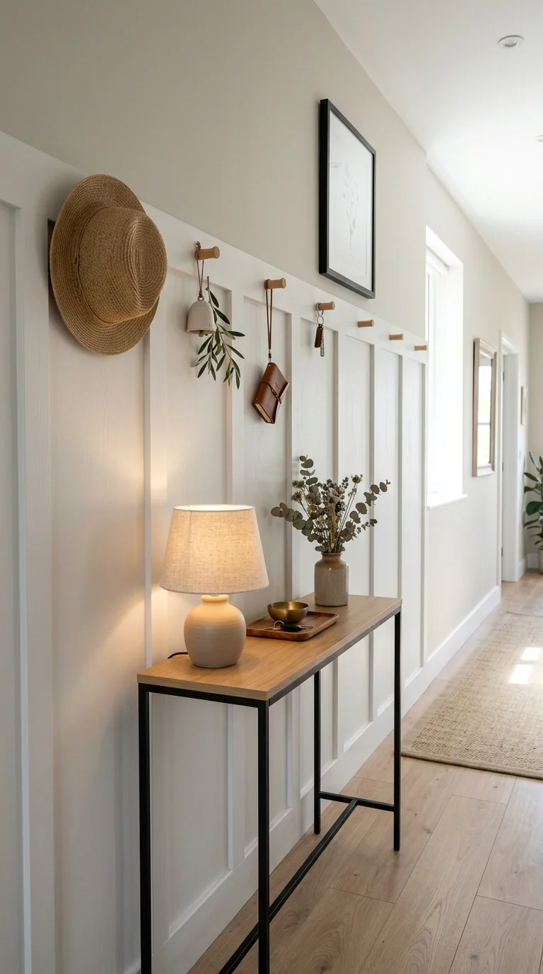 Your Tiny Hallway Deserves This Glow-Up: 20 Ideas to Try 13 012 Board and Batten Wall A hallway wall with painted