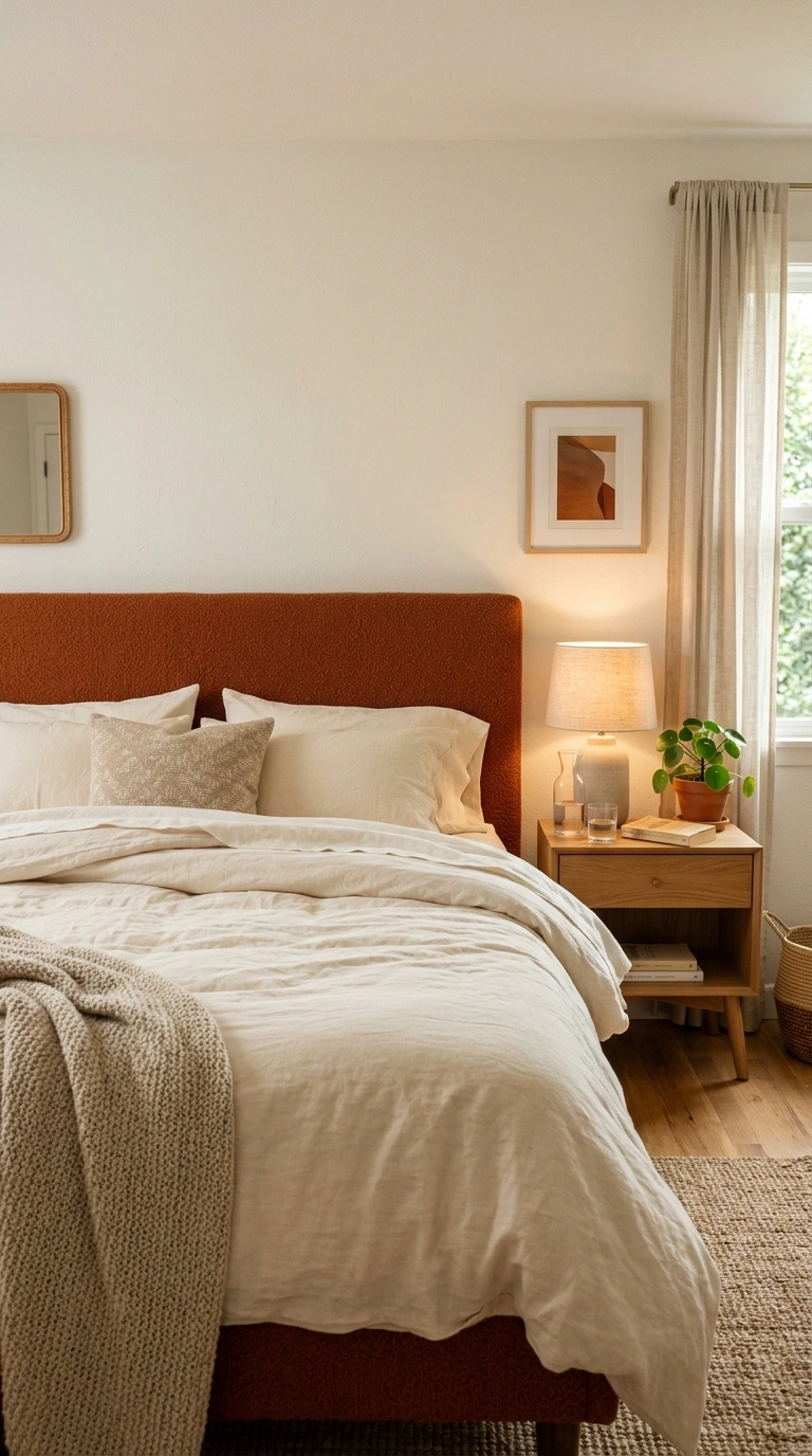 012 Burnt Orange Accent A bedroom with warm white wall