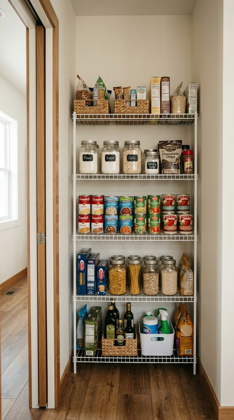 012 Freestanding Shelf Unit A narrow closet pantry fit